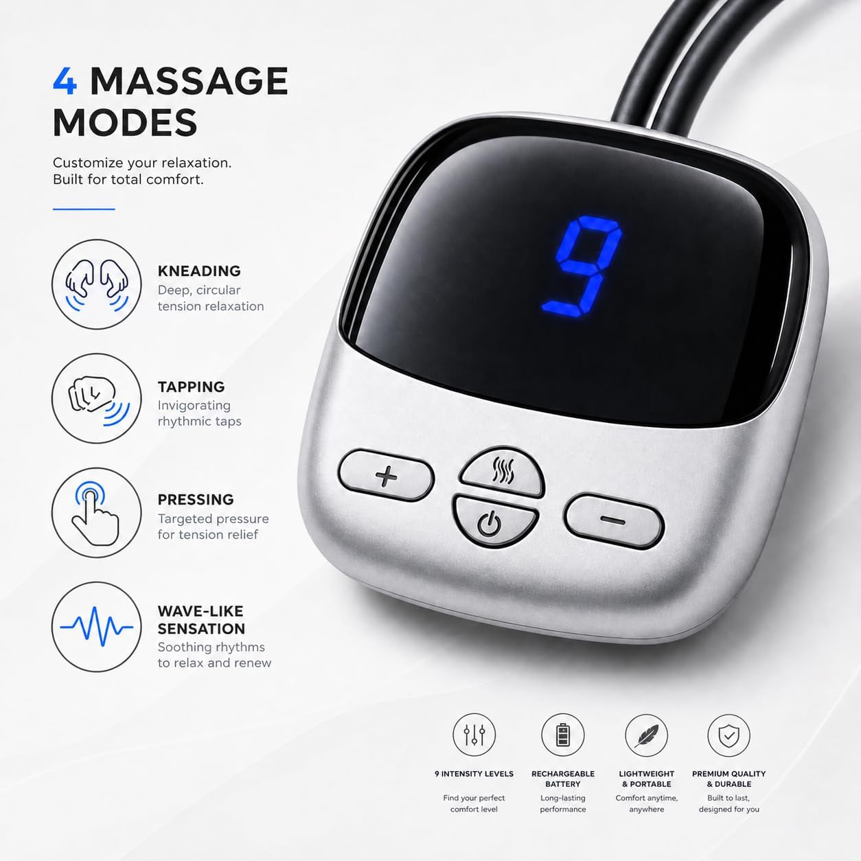 Portable Neck Massager with Heat, Ultra-Light Pendant Smart Neck Massager for Relaxation, 4 Modes 9 Levels, Cordless Comfort Neck Relaxer for Office, Travel, Home - Gifts for Men/Women