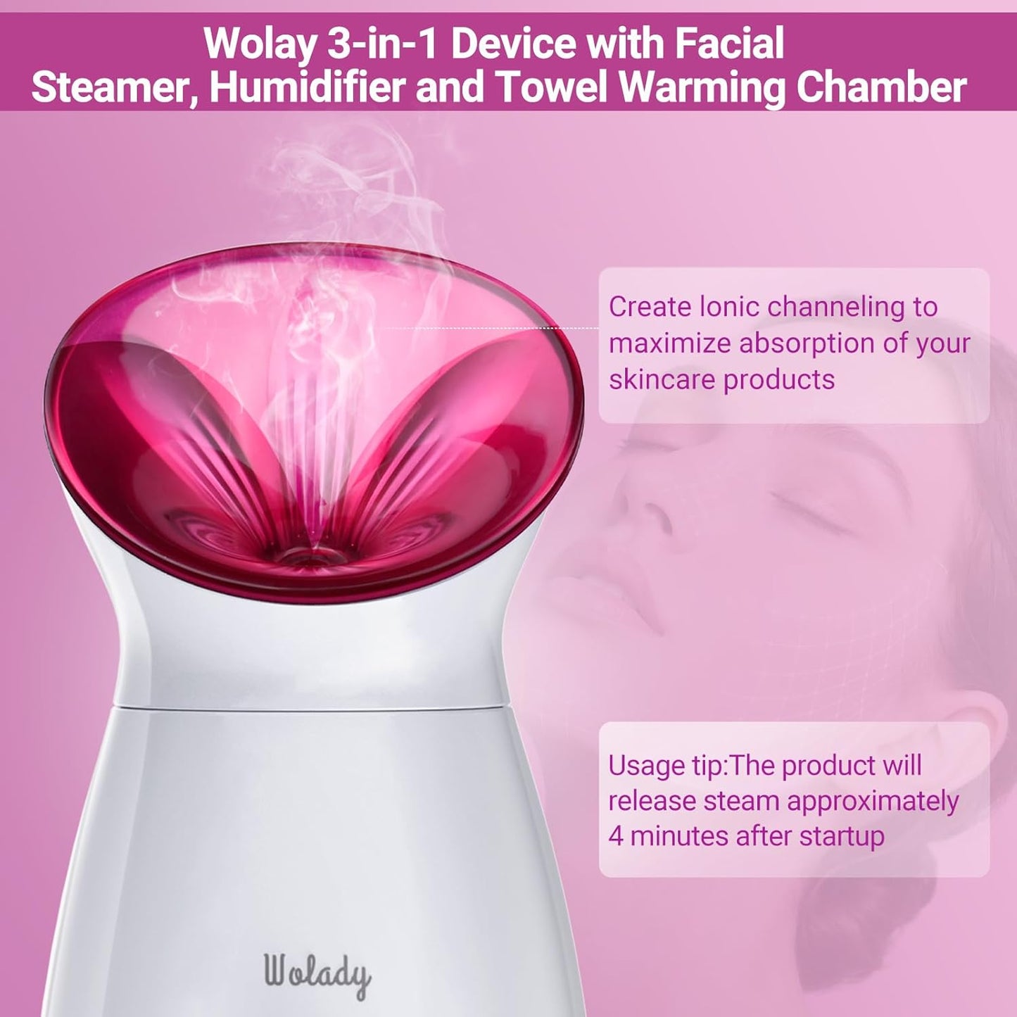 Facial Steamer Large 3-In-1, Towel Warmer & Humidifier Mode, Nano-Ionic Face Steamer with Skin Care Tools, Facial Pores Deep Cleaning, Warm Mist Home Sauna Spa for Women, Birthday Gifts