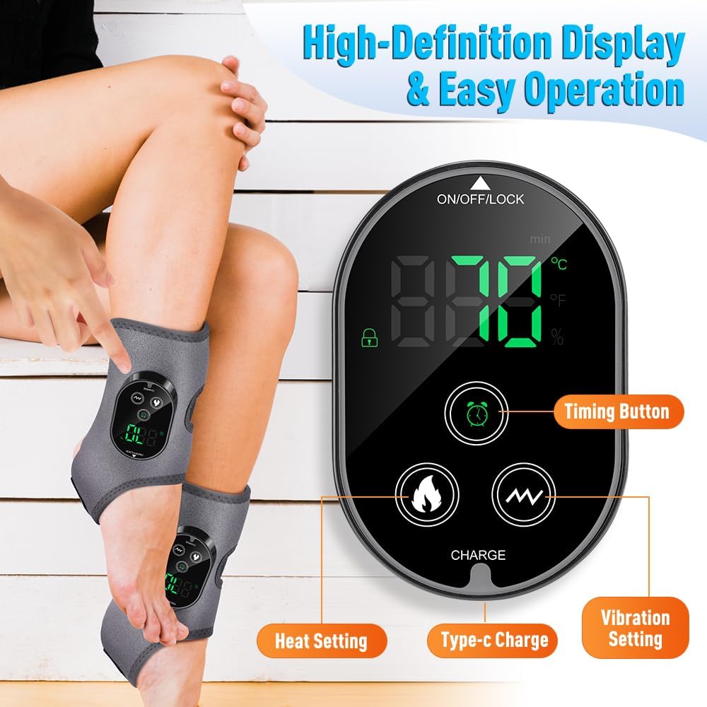 2-Pack Foot Renew Foot Massager, Cordless Ankle Heating Pad with Massager | FSA Eligible Foot and Ankle Massager with Heat, 6 Heat Levels & 3 Massage Modes with Timer (Grey)