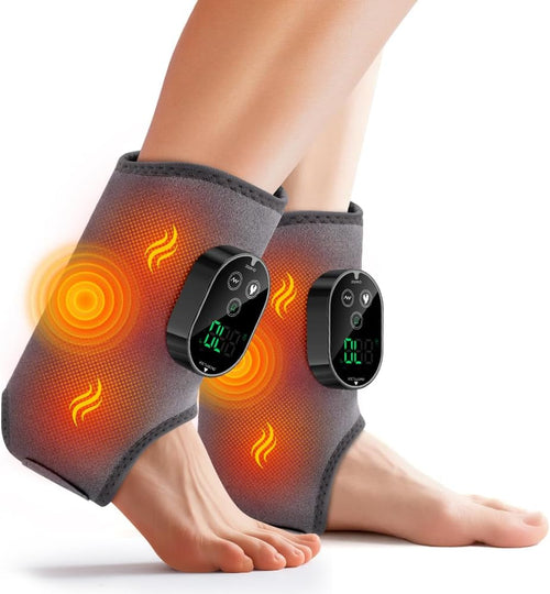 2-Pack Foot Renew Foot Massager, Cordless Ankle Heating Pad with Massager | FSA Eligible Foot and Ankle Massager with Heat, 6 Heat Levels & 3 Massage Modes with Timer (Grey)