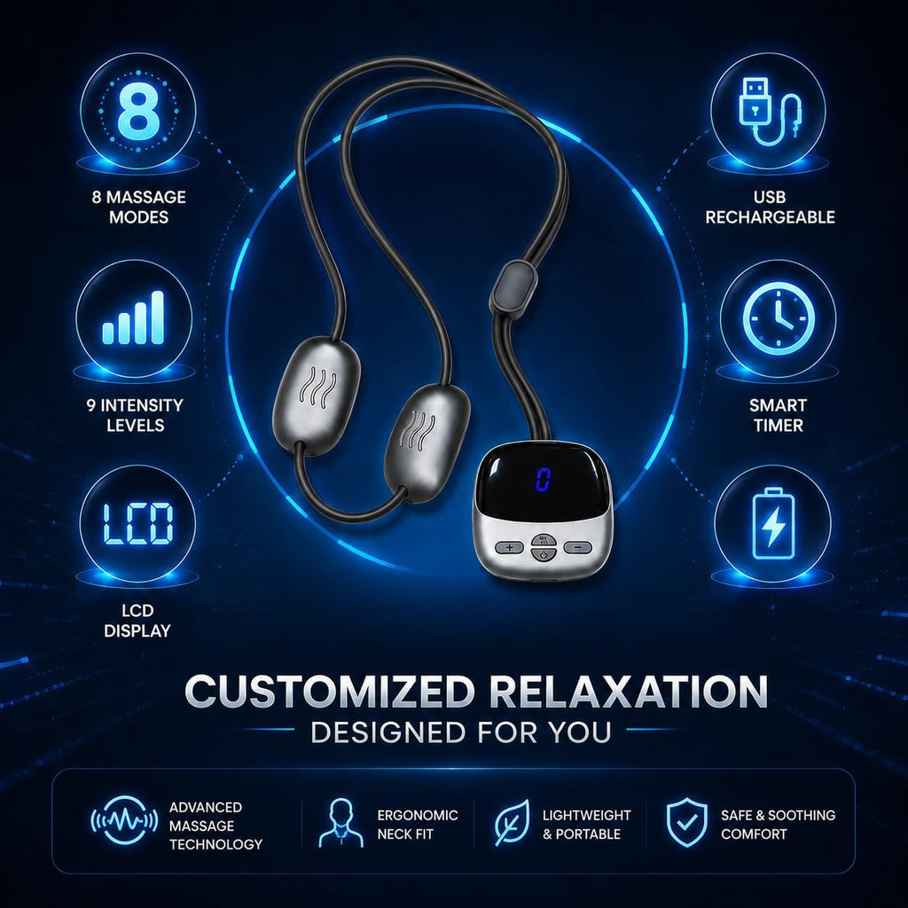 Portable Neck Massager with Heat, Ultra-Light Pendant Smart Neck Massager for Relaxation, 4 Modes 9 Levels, Cordless Comfort Neck Relaxer for Office, Travel, Home - Gifts for Men/Women