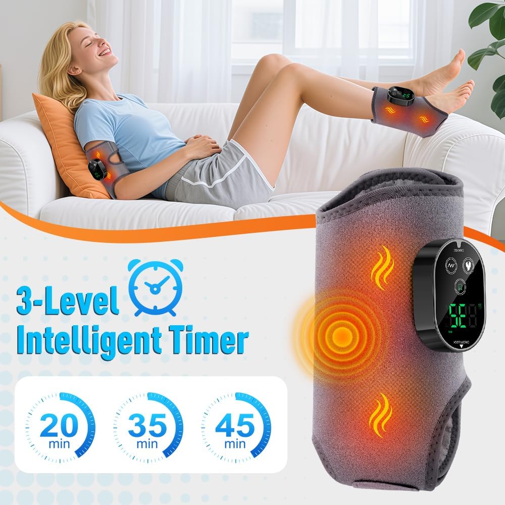 2-Pack Foot Renew Foot Massager, Cordless Ankle Heating Pad with Massager | FSA Eligible Foot and Ankle Massager with Heat, 6 Heat Levels & 3 Massage Modes with Timer (Grey)