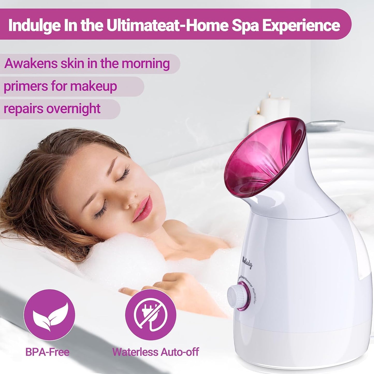 Facial Steamer Large 3-In-1, Towel Warmer & Humidifier Mode, Nano-Ionic Face Steamer with Skin Care Tools, Facial Pores Deep Cleaning, Warm Mist Home Sauna Spa for Women, Birthday Gifts