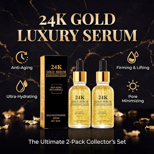 24K Gold Serum for Face, 2-Pack Anti-Aging Moisturizer with Vitamins, Collagen Booster Serum & Hyaluronic Acid for Fine Lines & Firming, 2.02 Fl Oz