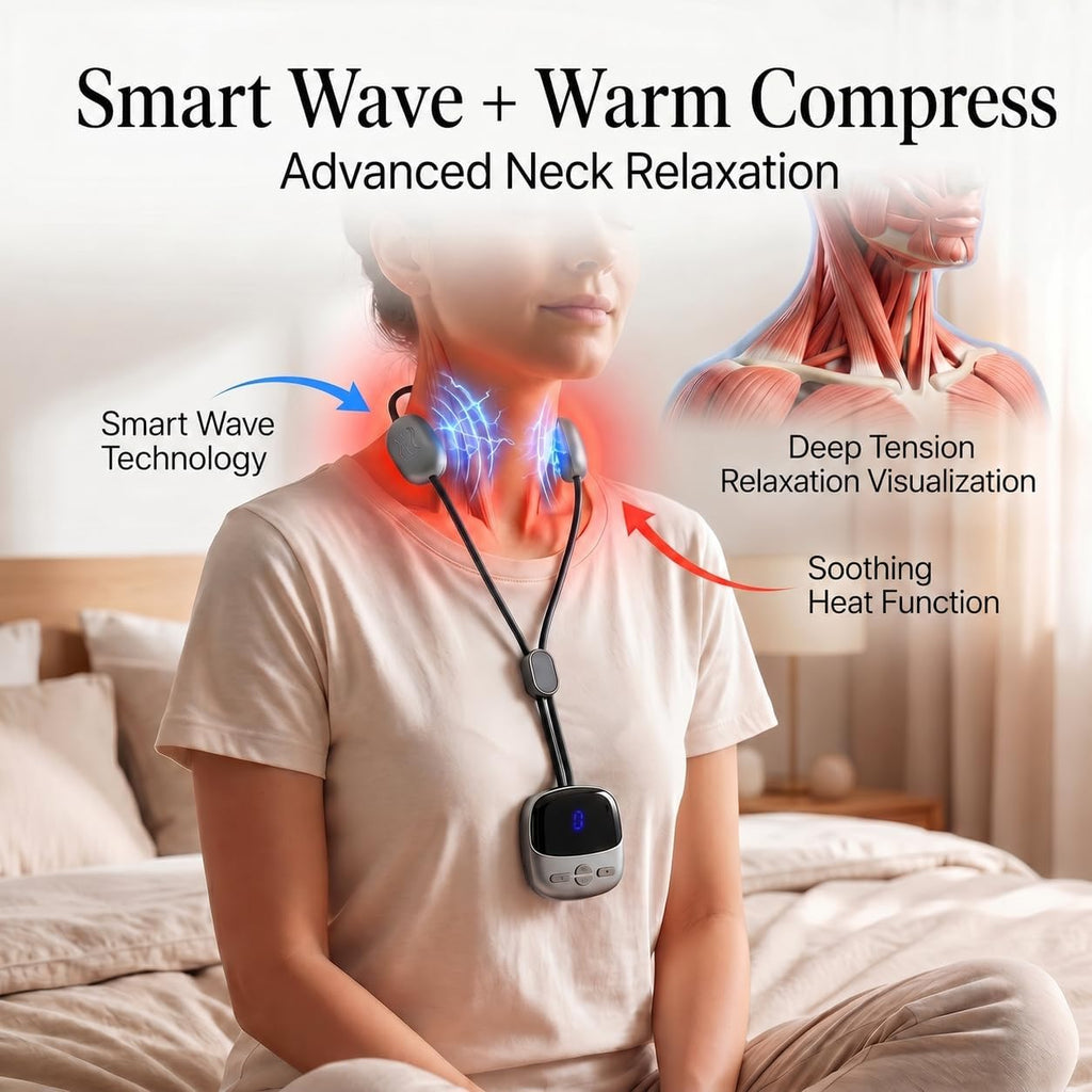 Portable Neck Massager with Heat, Ultra-Light Pendant Smart Neck Massager for Relaxation, 4 Modes 9 Levels, Cordless Comfort Neck Relaxer for Office, Travel, Home - Gifts for Men/Women